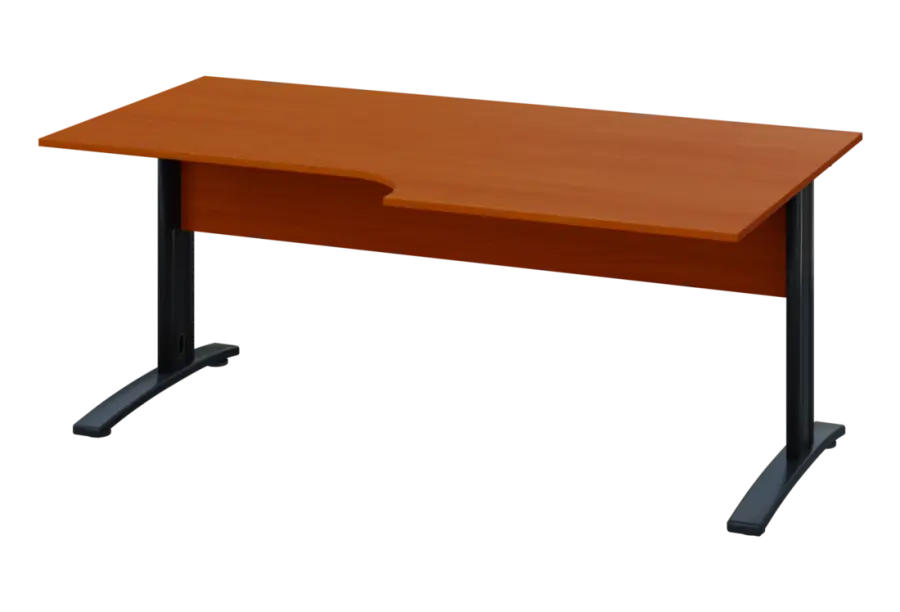 ERK 28 - 188 stůl kancelářský, rohový, pravý, kovová podnož černá, deska 25 mm, široký 1800 mm, třešeň šumavská